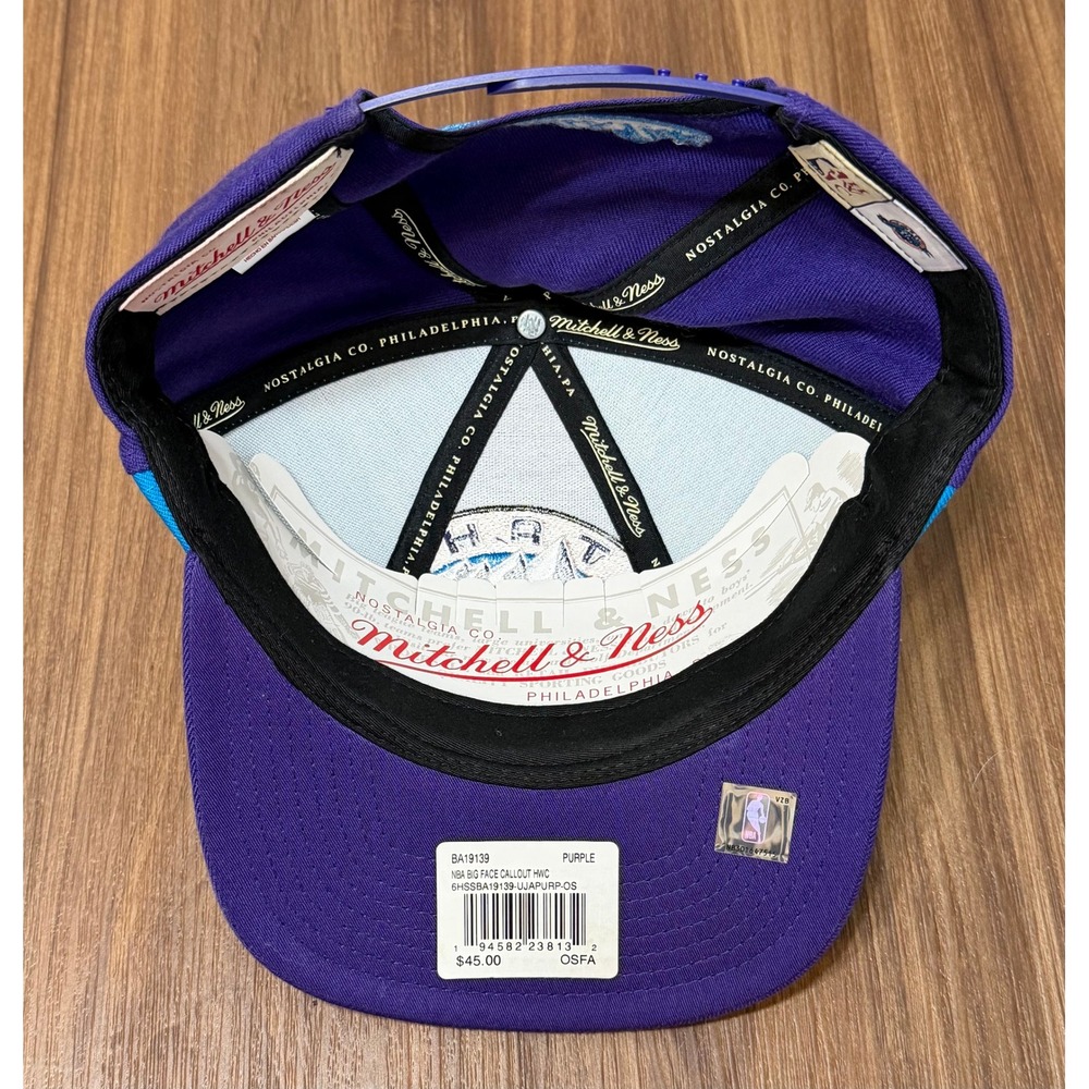 Mitchell & Ness Utah Jazz NBA Big Face Callout HWC Snapback Hat Purple - Picture 5 of 8